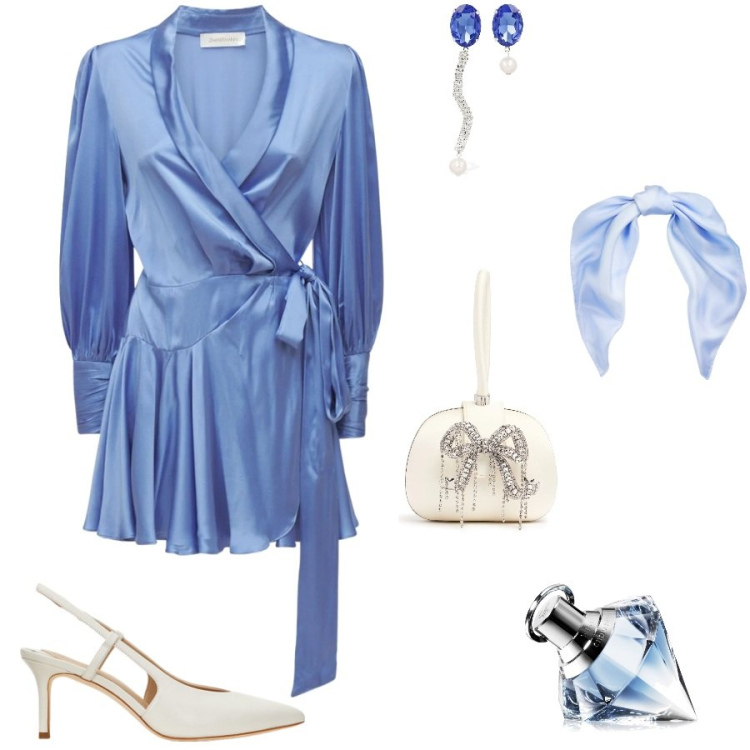 Outfit donna - Un gioiello di borsa. Stile Glamour per Serata fuori. Abbinamento con profumi, décolleté, foulard, pochette, vestiti, orecchini.