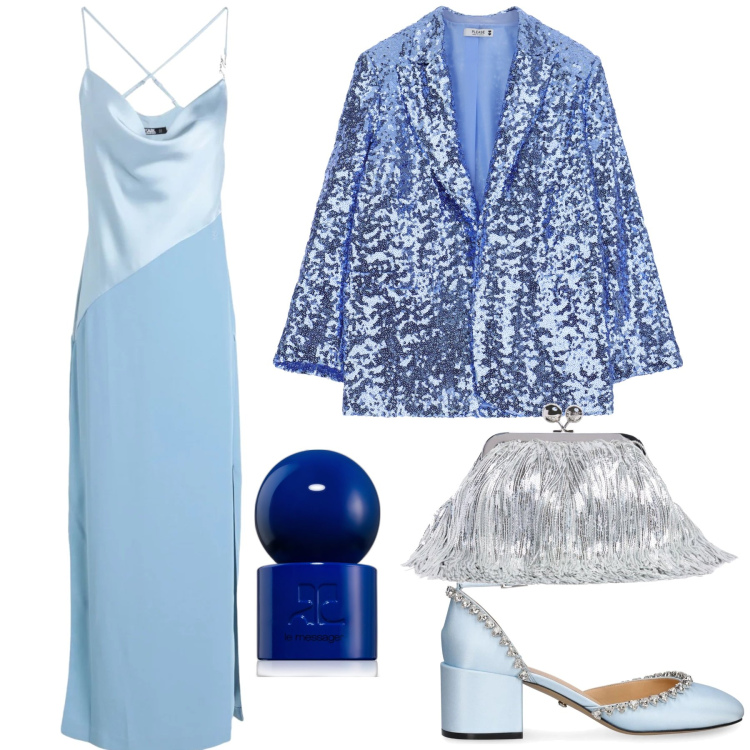 Outfit donna - Eleganza allo stato puro. Stile Chic per Serata fuori. Abbinamento con vestiti lunghi, profumi, blazer, décolleté, pochette.