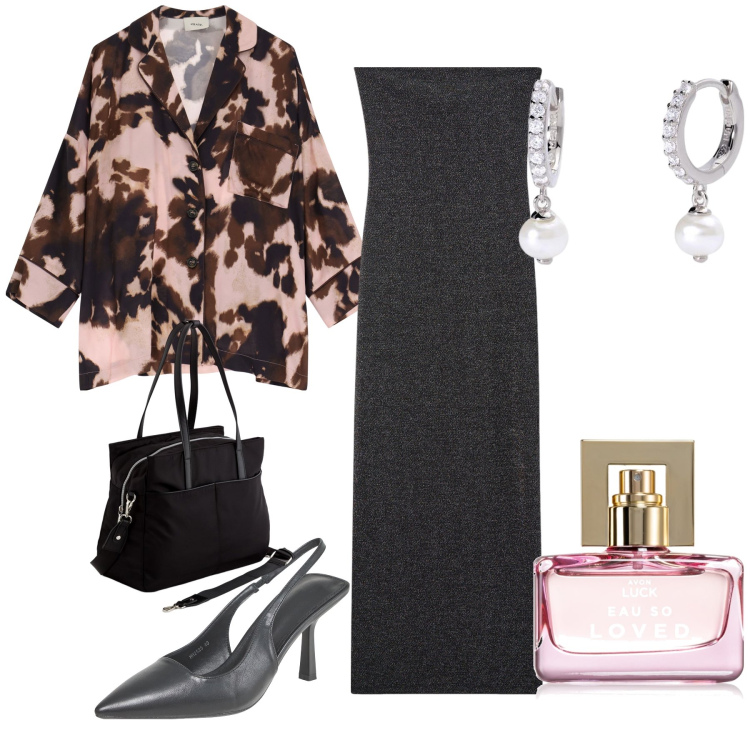 Outfit donna - I favolosi anni 50. Stile Bon Ton per Serata fuori. Abbinamento con profumi, vestiti lunghi, décolleté, orecchini, blazer, borse a mano.