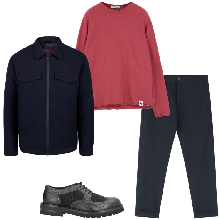 Outfit uomo - Il pull rosso by Imperial. Stile Casual per Tutti i giorni. Abbinamento con scarpe stringate, felpe, pantaloni chino, piumini.