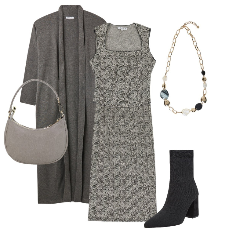 Outfit donna - La collana boho. Stile Boho per Serata fuori. Abbinamento con cardigans, stivaletti, gonne, top, borse a spalla, collane.
