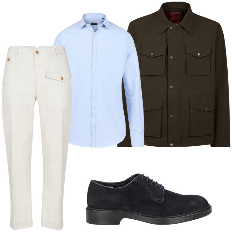Outfit uomo - Ritorno del suede. Stile Trendy per Tutti i giorni. Abbinamento con scarpe stringate, camicie, giacche, pantaloni.