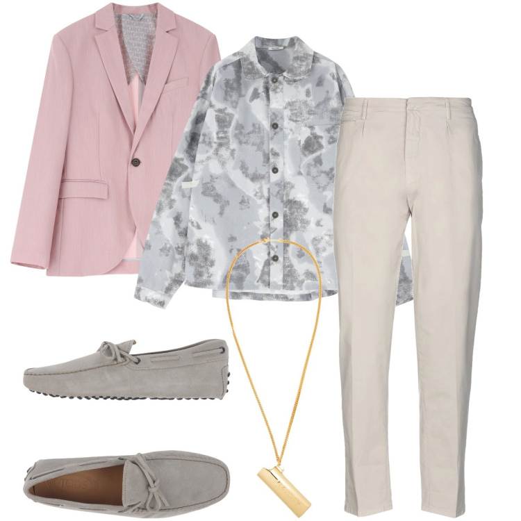 Outfit uomo - La camicia over size. Stile Trendy per Cerimonia. Abbinamento con pantaloni, scarpe stringate, collane, giacche, camicie.