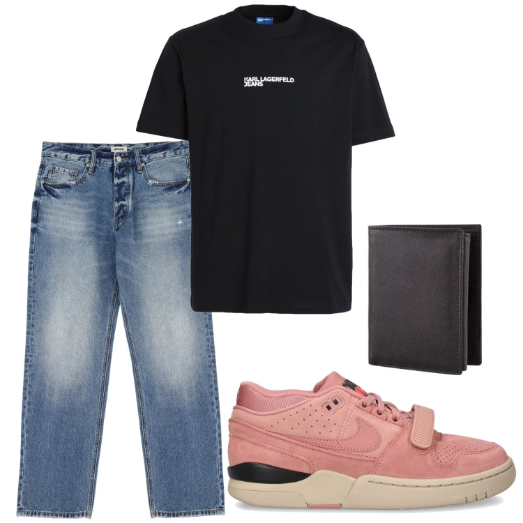 Outfit uomo - Total look #2079875. Stile Casual per Tutti i giorni. Abbinamento con t-shirt, jeans, sneakers, portafogli.