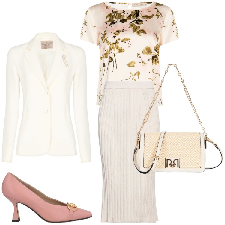 Outfit donna - Look vintage floreale. Stile Vintage retrò per Cerimonia. Abbinamento con gonne longuette, décolleté, bluse, blazer, borse a spalla.