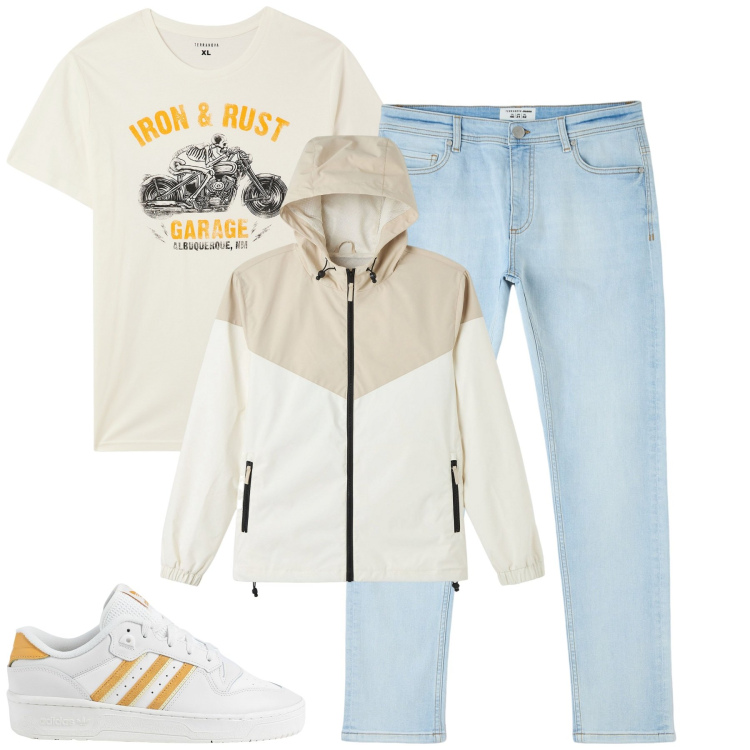 Outfit uomo - Total look #2079918. Stile Casual per Tutti i giorni. Abbinamento con sneakers, jeans skinny, t-shirt, giacche.