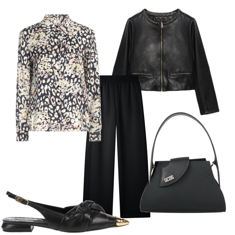 Outfit donna - In ufficio. Stile Chic per Ufficio. Abbinamento con camicie, borse a mano, ballerine, pantaloni, blazer.
