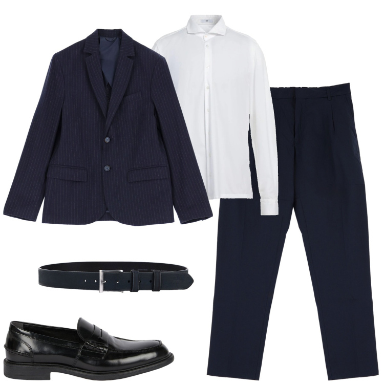 Outfit uomo - City. Stile Business/Elegante per Tutti i giorni. Abbinamento con camicie, pantaloni, giacche, cinture, scarpe stringate.