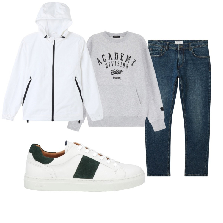 Outfit uomo - Total look #2079984. Stile Casual per Tutti i giorni. Abbinamento con sneakers, jeans, giacche, felpe.