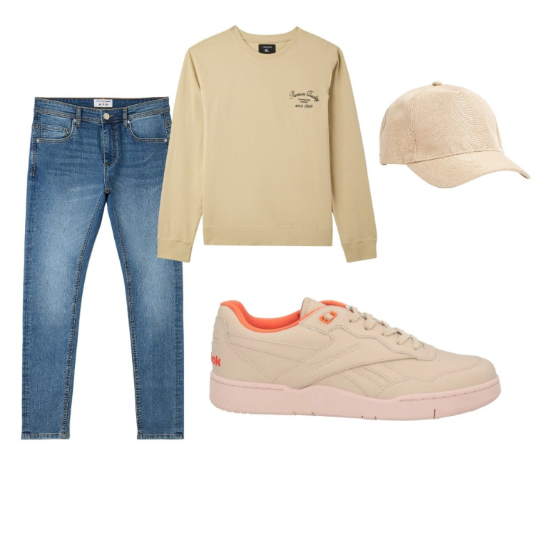 Outfit uomo - Total look #2079987. Stile Casual per Tutti i giorni. Abbinamento con sneakers, felpe, jeans skinny, cappelli.