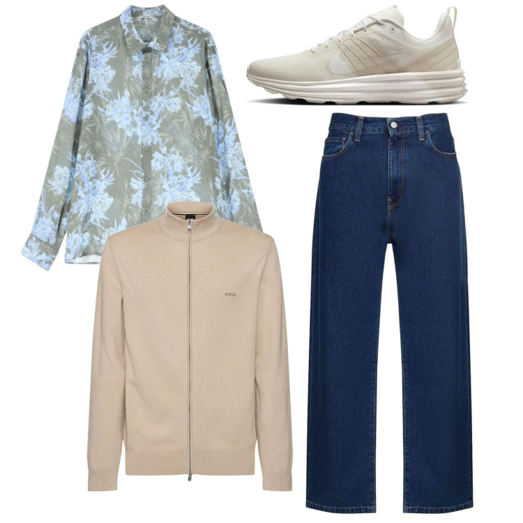 Outfit uomo - Basic curato. Stile Casual per Tutti i giorni. Abbinamento con camicie, pantaloni, felpe, sneakers.
