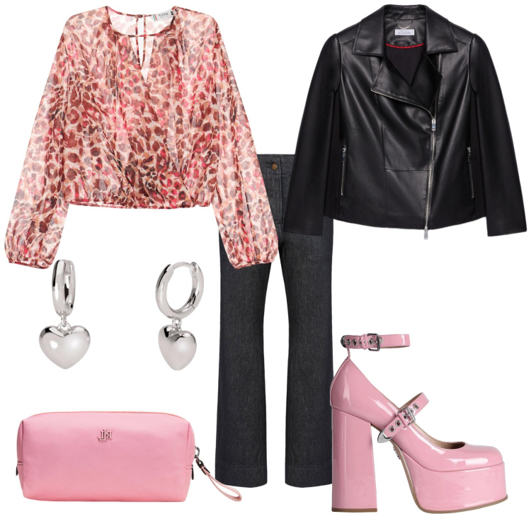 Outfit donna - Sunday Spring. Stile Casual chic per Tutti i giorni. Abbinamento con décolleté, orecchini, bluse, pochette, blazer, pantaloni.