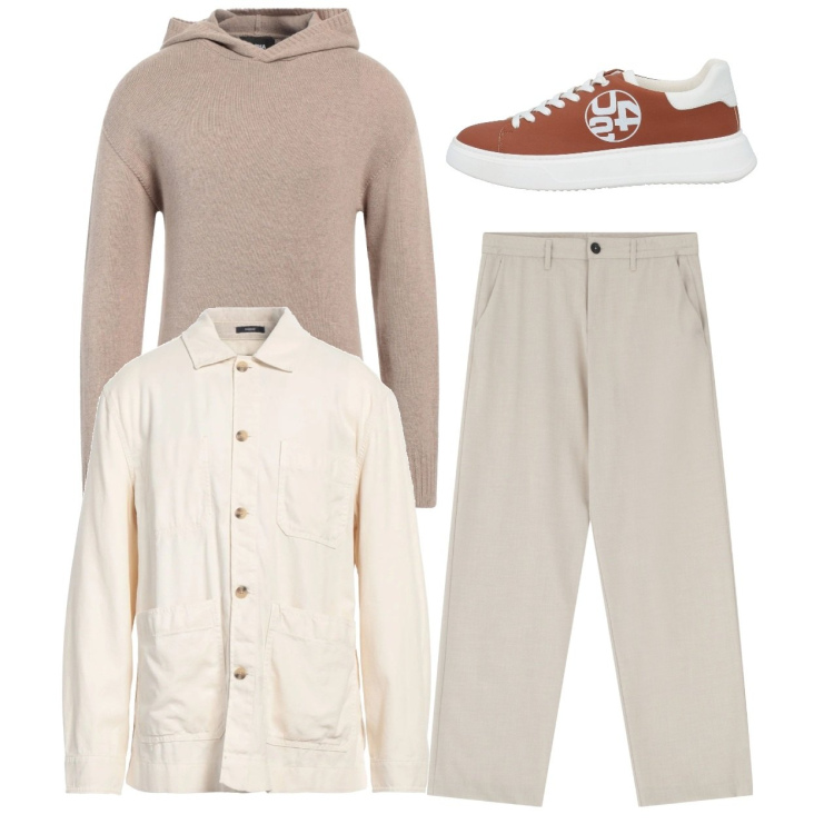 Outfit uomo - Chiarissimo. Stile Casual per Tutti i giorni. Abbinamento con pullovers, sneakers, camicie, pantaloni.
