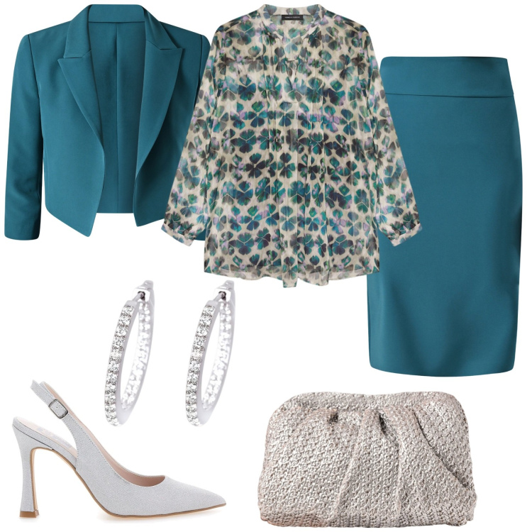 Outfit donna - Blusa fluida. Stile Chic per Cerimonia. Abbinamento con orecchini, gonne, blazer, clutch, bluse, décolleté.