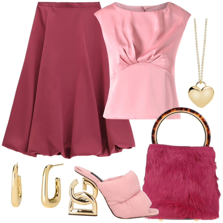 Outfit donna - Total look #2080331. Abbinamento con borse a mano, sandali in pelle, collane, orecchini, top, gonne longuette.
