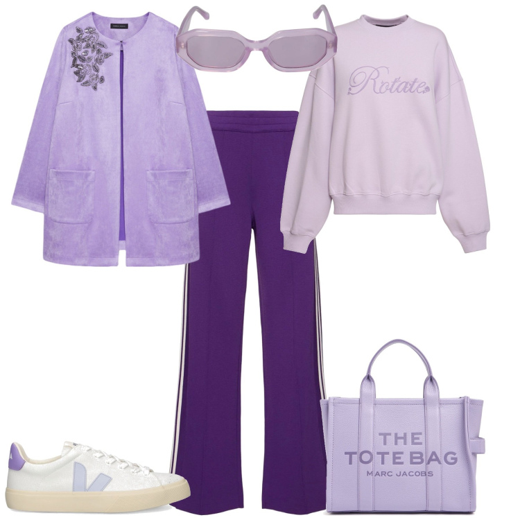 Outfit donna - Total look #2080335. Stile Sporty chic per Tutti i giorni. Abbinamento con trench, felpe, occhiali da sole, borse tote, pantaloni, sneakers.