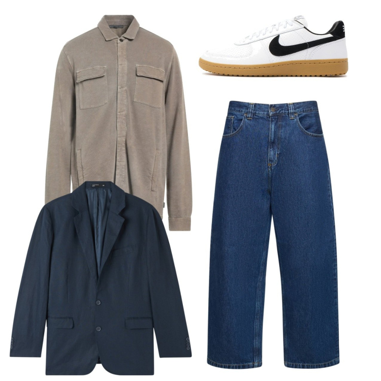 Outfit uomo - City. Stile Casual per Tutti i giorni. Abbinamento con camicie, giacche, jeans, sneakers.