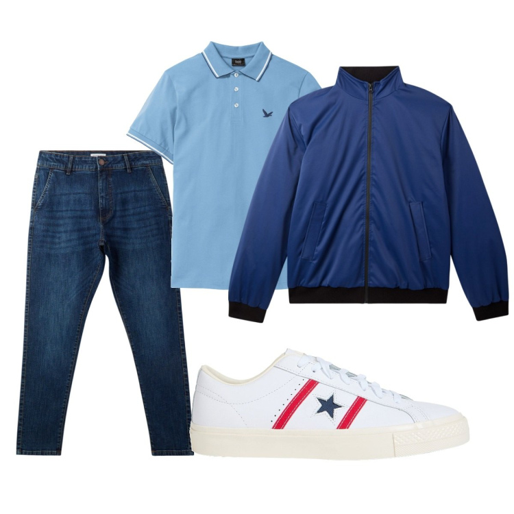 Outfit uomo - Total look #2080613. Stile Casual per Tutti i giorni. Abbinamento con polo, sneakers, giacche, jeans skinny.