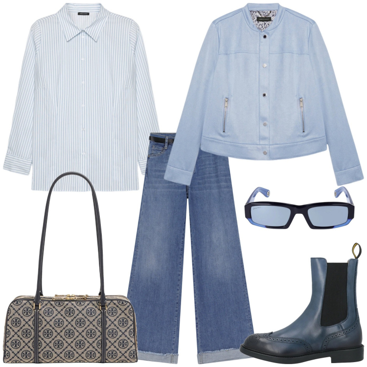 Outfit donna - Borse mini, stile maxi trendy. Stile Trendy per Tutti i giorni. Abbinamento con stivaletti chelsea, jeans, blazer, camicie, occhiali da sole, borse a spalla.
