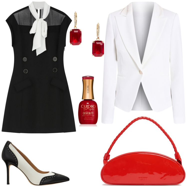Outfit donna - Borse mini, stile maxi bon ton. Stile Bon Ton per Tutti i giorni. Abbinamento con smalti, blazer, vestiti corti, décolleté, orecchini, borse a spalla.