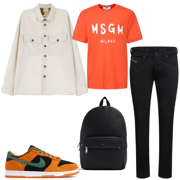 Outfit uomo - Ritorno del suede. Stile Urban per Tutti i giorni. Abbinamento con camicie, jeans skinny, borse sportive, sneakers, t-shirt.