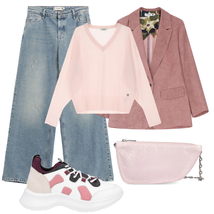 Outfit donna - La primavera è alle porte. Stile Casual chic per Tutti i giorni. Abbinamento con sneakers, blazer, jeans, pullovers, borse a spalla.
