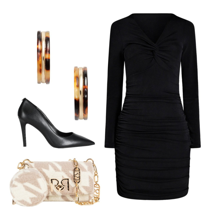 Outfit donna - Borse mini, stile maxi. Stile Chic per Ufficio. Abbinamento con décolleté, vestiti a tubino, borse a tracolla, orecchini.