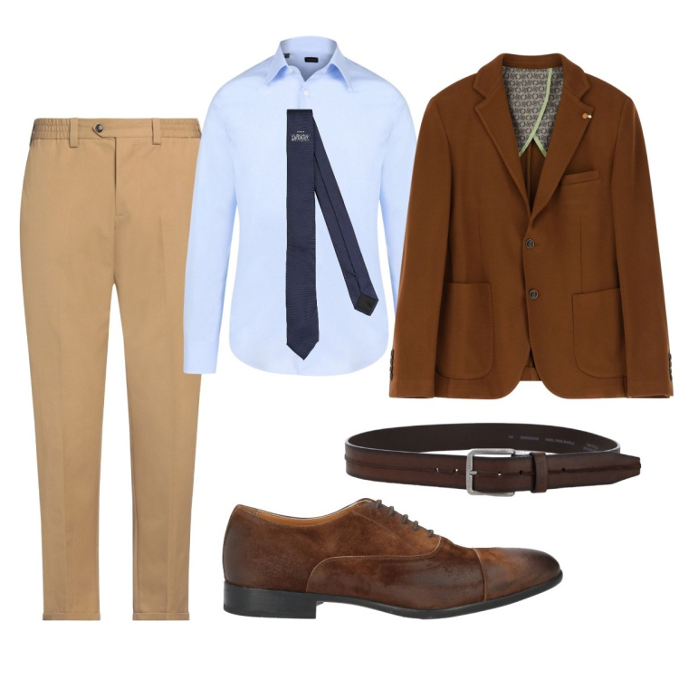 Outfit uomo - Total look #2080850. Stile Business/Elegante per Ufficio. Abbinamento con scarpe stringate, cravatte, pantaloni, cinture, giacche, camicie.