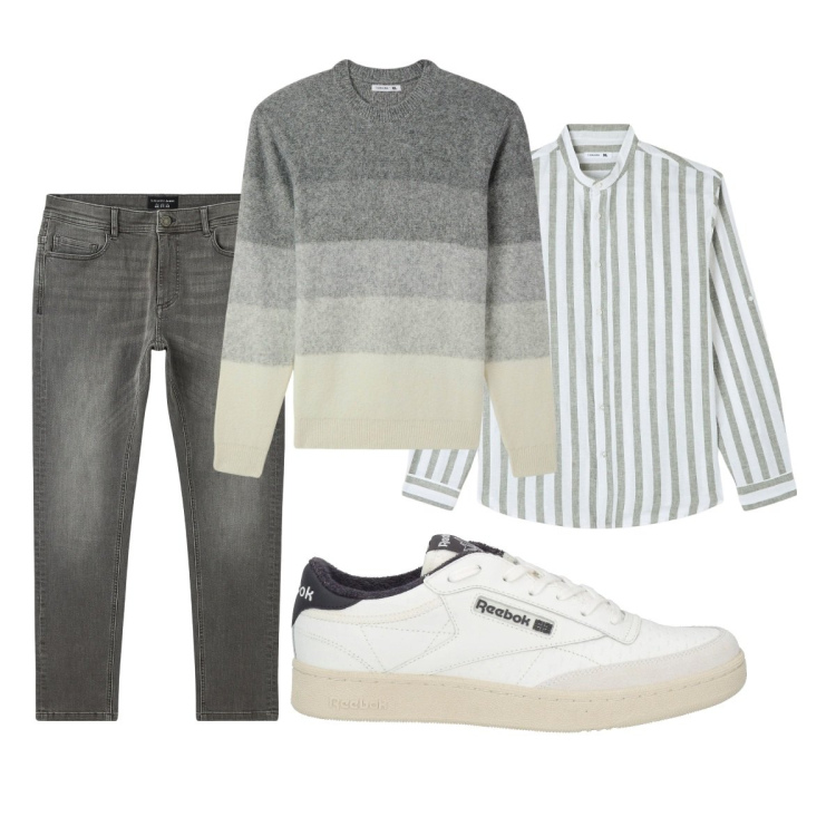Outfit uomo - Total look #2080873. Stile Casual per Tutti i giorni. Abbinamento con sneakers, camicie, maglieria, jeans skinny.