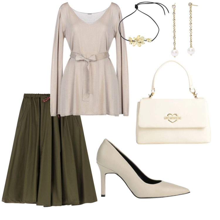 Outfit donna - Cerimonia molto leggera. per Cerimonia. Abbinamento con décolleté, pullovers, borse a mano, orecchini, gonne longuette, collane.