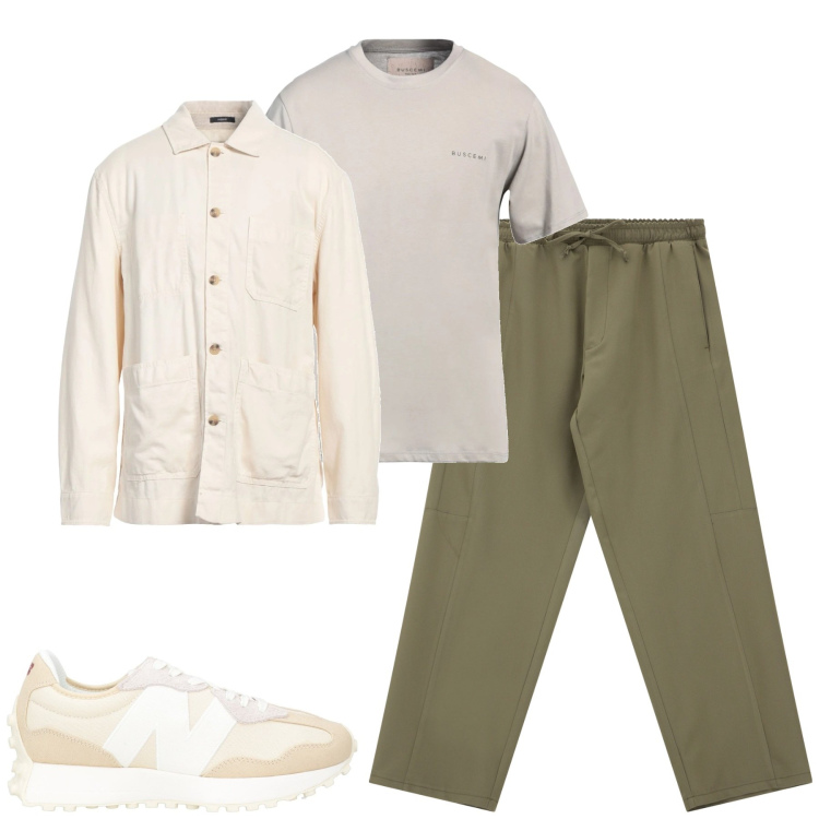 Outfit uomo - City. Stile Casual per Tutti i giorni. Abbinamento con t-shirt, sneakers, camicie, pantaloni cargo.
