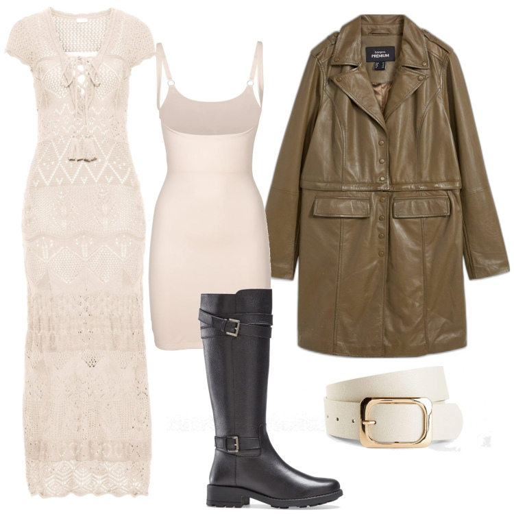 Outfit donna - Explore springtime. Stile Etnico per Tutti i giorni. Abbinamento con sottovesti, vestiti, cinture, stivali, blazer.