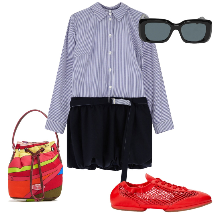 Outfit donna - Borse mini, maxi stile. Stile Basic per Tutti i giorni. Abbinamento con occhiali da sole, vestiti corti, ballerine, borse a secchiello.