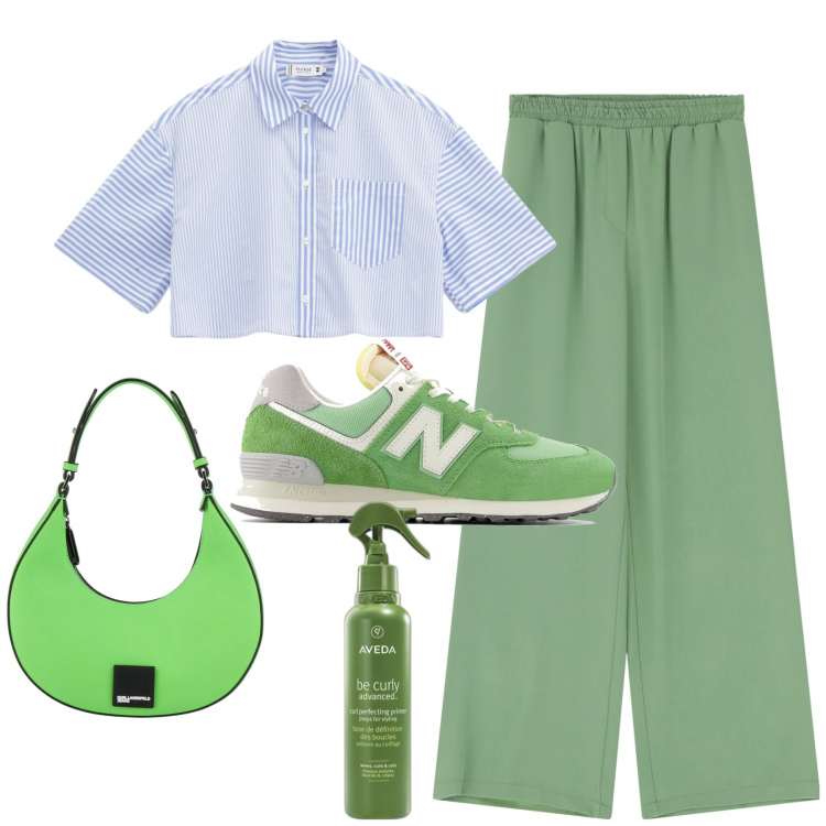 Outfit donna - Borse mini, maxi stile. Stile Casual chic per Tutti i giorni. Abbinamento con borse a mano, primer, sneakers, camicie, pantaloni a palazzo.