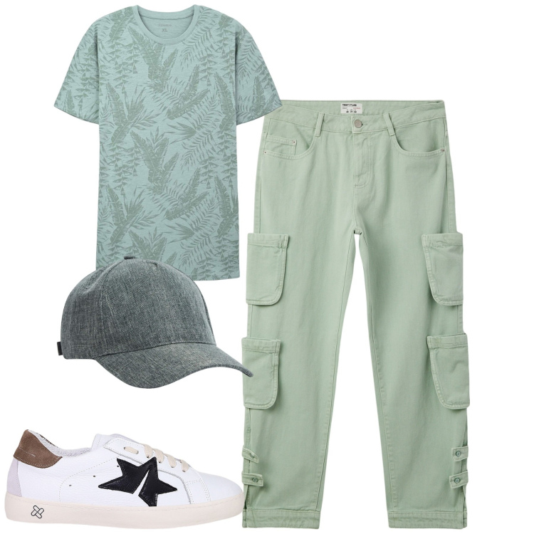 Outfit uomo - Total look #2080962. Stile Casual per Tutti i giorni. Abbinamento con jeans, t-shirt, cappelli, sneakers.