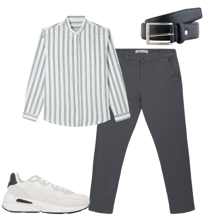 Outfit uomo - I chino passepartout. Stile Urban per Tutti i giorni. Abbinamento con sneakers, camicie, pantaloni chino, cinture.