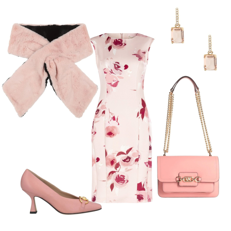 Outfit donna - Cerimonia easy. Stile Bon Ton per Cerimonia. Abbinamento con sciarpe, borse a spalla, décolleté, vestiti a tubino, orecchini.