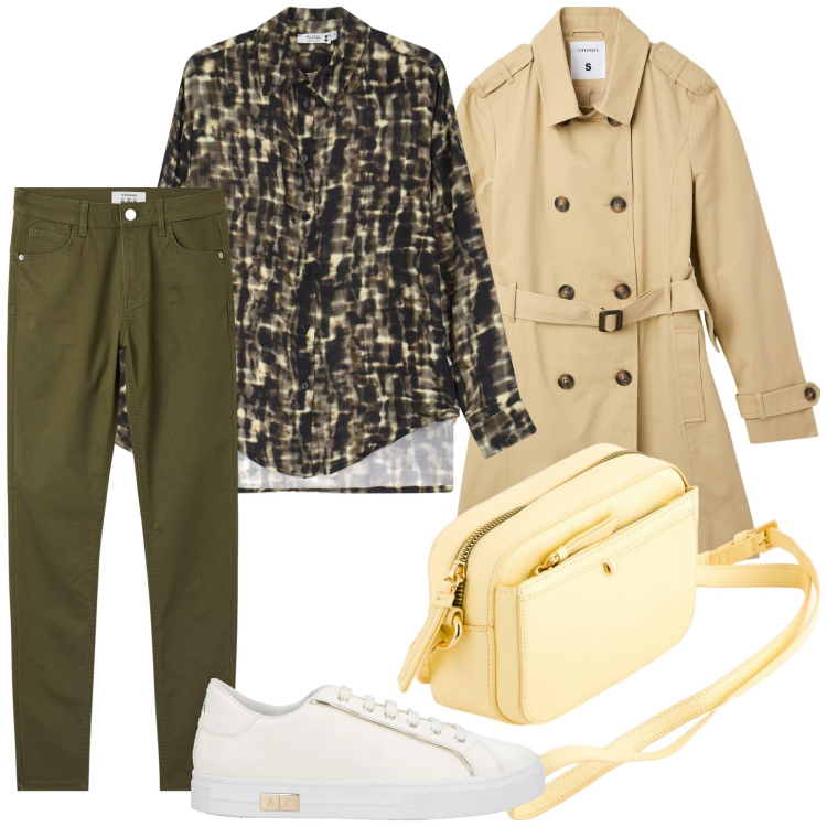 Outfit donna - Vintage floreale. Stile Vintage retrò per Tutti i giorni. Abbinamento con sneakers, pantaloni skinny, trench, camicie, borse a tracolla.