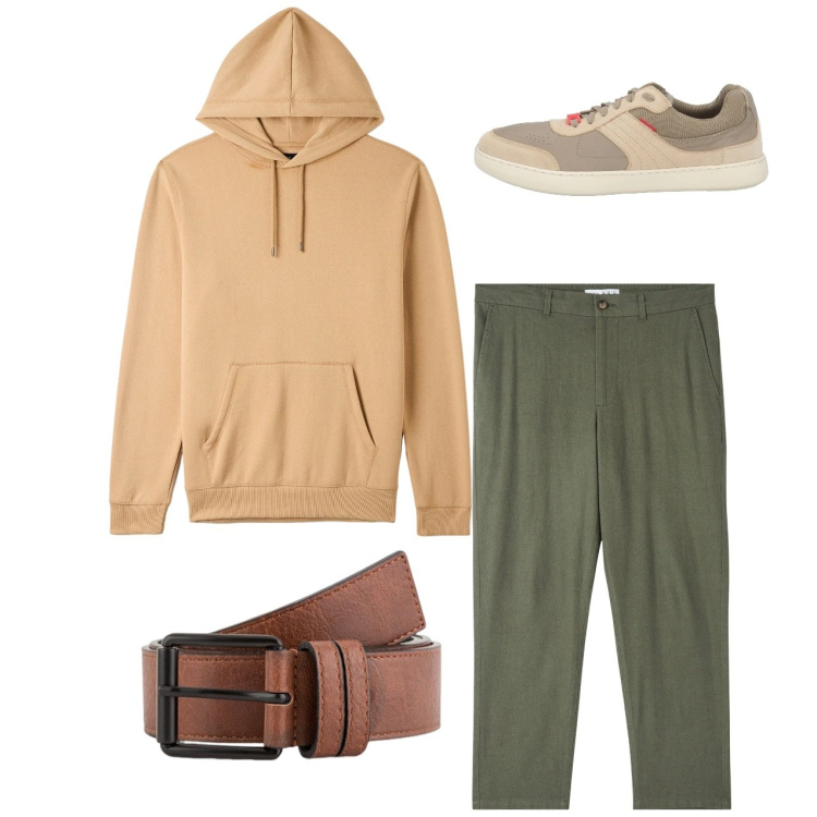Outfit uomo - City. Stile Casual per Tutti i giorni. Abbinamento con sneakers, pantaloni, felpe con cappuccio, cinture.
