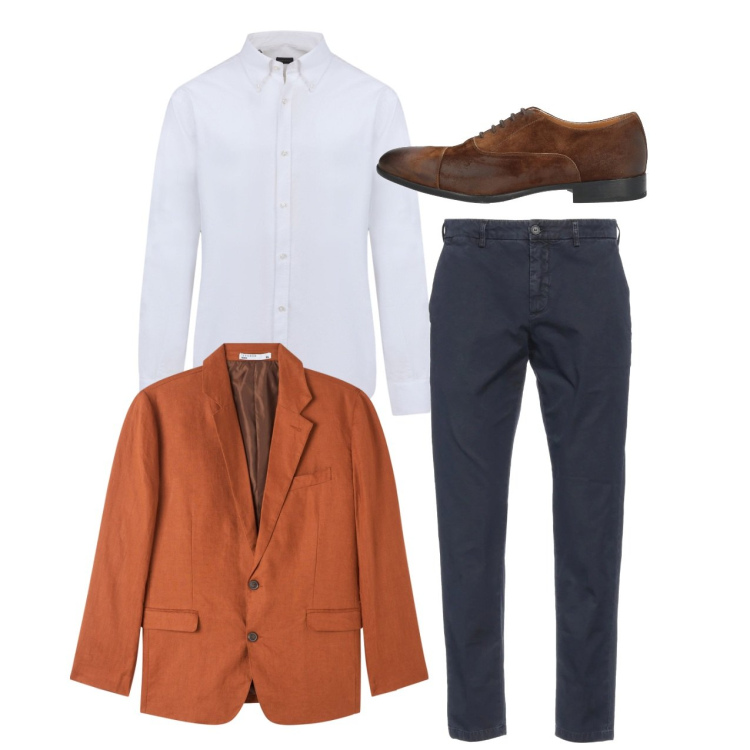 Outfit uomo - Orange City. Stile Casual per Serata speciale. Abbinamento con scarpe stringate, pantaloni chino, giacche, camicie.