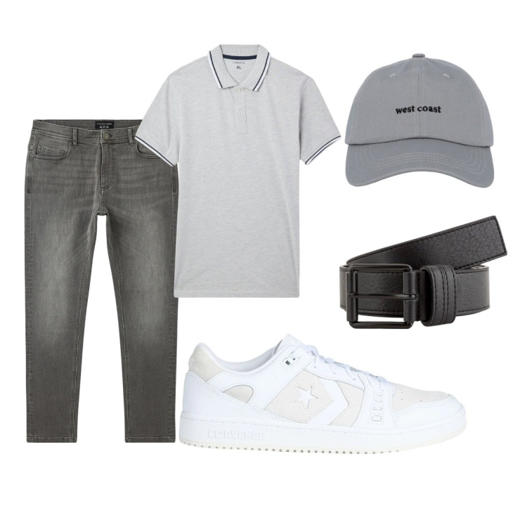 Outfit uomo - Total look #2081118. Stile Casual per Tutti i giorni. Abbinamento con sneakers, cappelli con visiera, polo, jeans skinny, cinture.