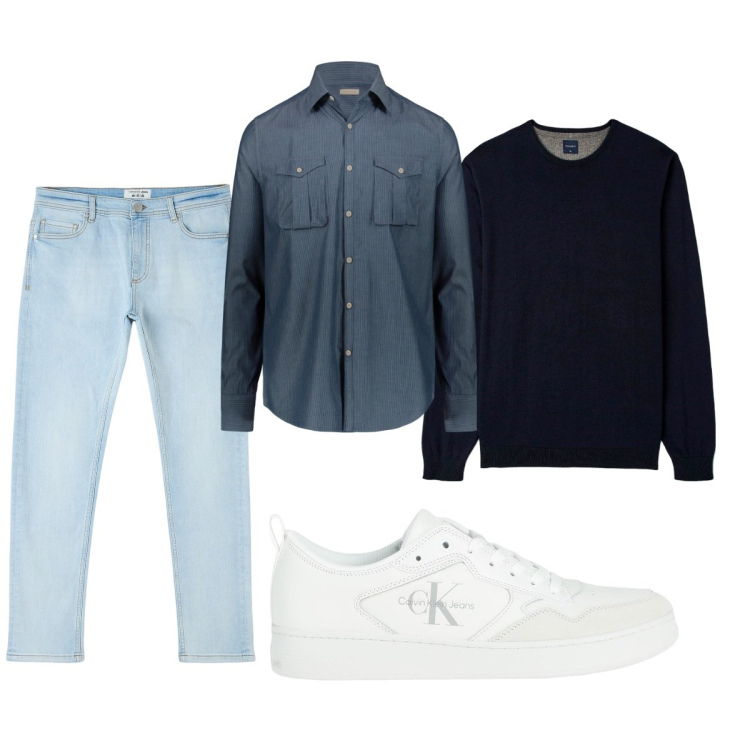 Outfit uomo - Total look #2081123. Stile Casual per Tutti i giorni. Abbinamento con sneakers, jeans skinny, maglieria, camicie.