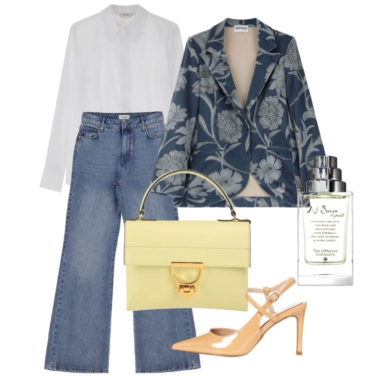 Outfit donna - Floreale vintage in primavera - @jsabell. Stile Vintage retrò per Tutti i giorni. Abbinamento con borse a mano, profumi, décolleté, camicie, blazer, jeans.