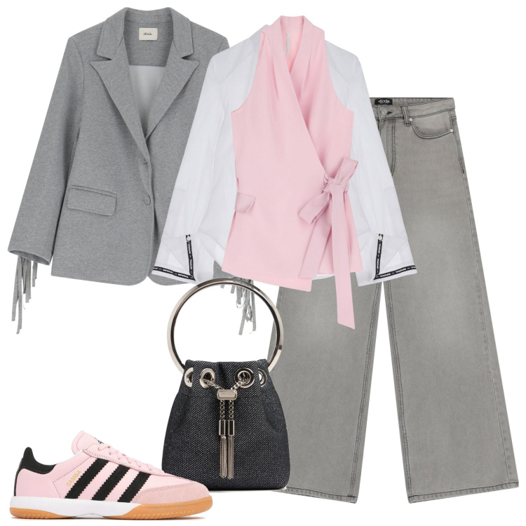 Outfit donna - City. Stile Trendy per Tutti i giorni. Abbinamento con gilet, camicie, jeans, blazer, sneakers, borse a spalla.