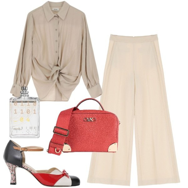 Outfit donna - Mary jane bicolor. Stile Vintage retrò per Ufficio. Abbinamento con borse a tracolla, profumi, pantaloni a palazzo, camicie, décolleté.