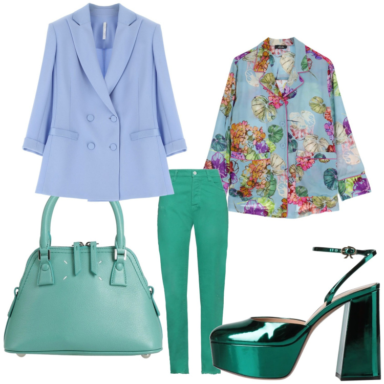 Outfit donna - Total look #2081633. Stile Casual per Tutti i giorni. Abbinamento con pantaloni, décolleté, borse a mano, blazer, camicie.