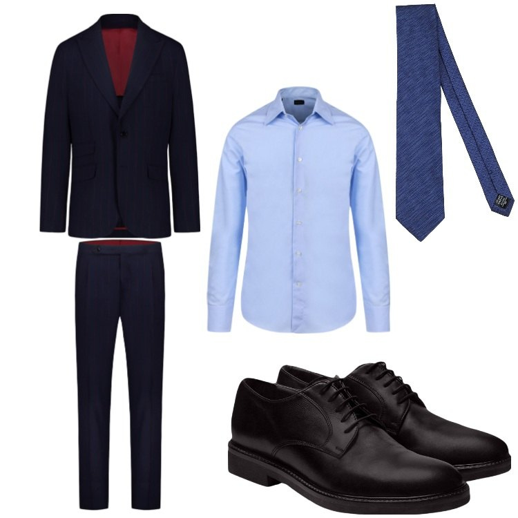 Outfit uomo - Intramontabile eleganza. Stile Business/Elegante per Cerimonia. Abbinamento con cravatte, scarpe stringate, abiti, camicie.