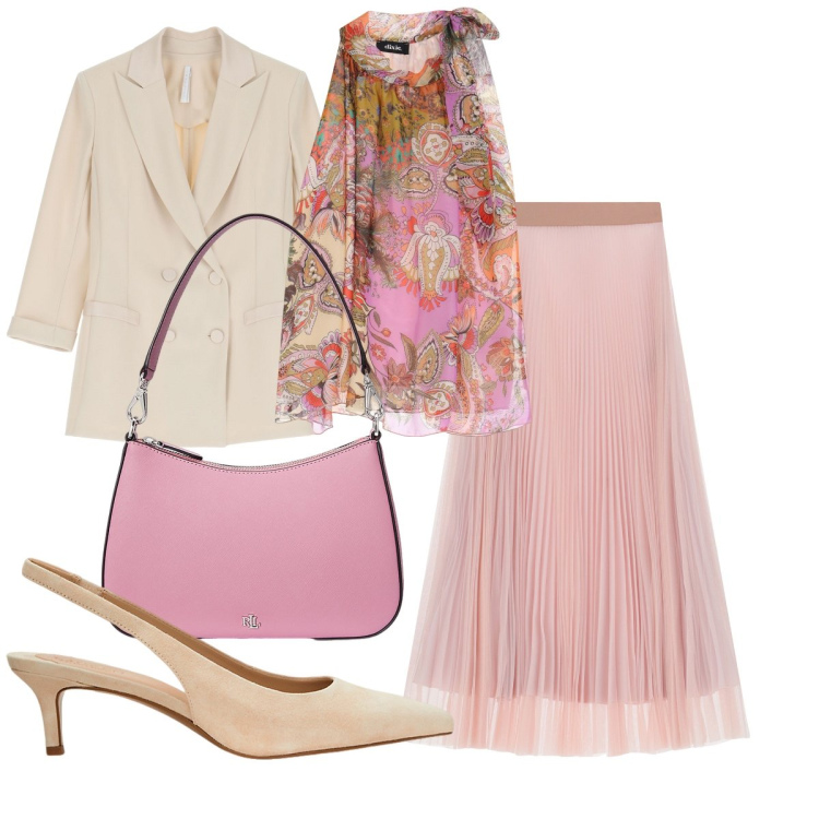 Outfit donna - La primavera è nell’aria. Stile Bon Ton per Cerimonia. Abbinamento con gonne lunghe, blazer, top, décolleté, borse a spalla.