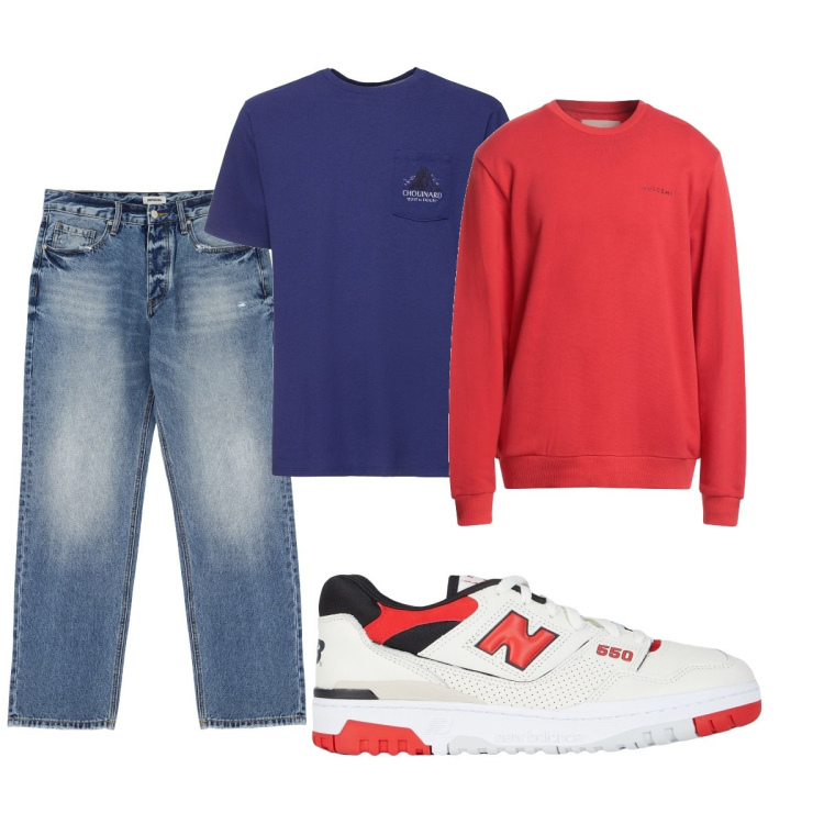 Outfit uomo - Total look #2081910. Stile Casual per Tutti i giorni. Abbinamento con felpe, sneakers, jeans, t-shirt.