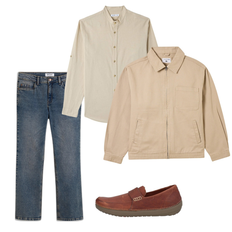 Outfit uomo - Springtime. Stile Casual per Tutti i giorni. Abbinamento con jeans bootcut, scarpe stringate, camicie, giacche.